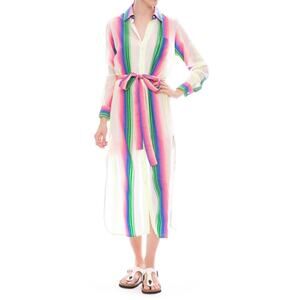Le Superbe Girlfriend Dress Kerala Stripe Size 6 Multi Rainbow Beachy Resortwear